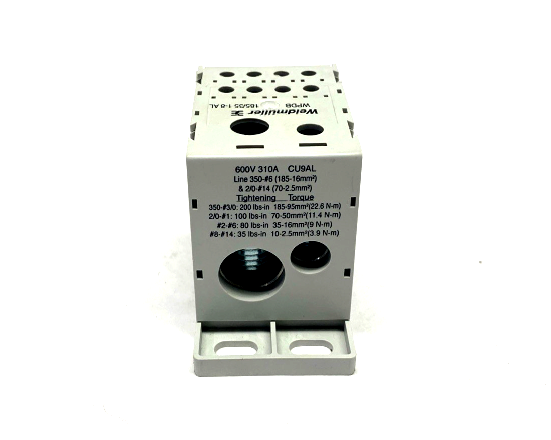 Weidmuller 1879420000 Distribution Block 600V 310A CU9AL, WPDB 185/35 1-8 AL - Maverick Industrial Sales