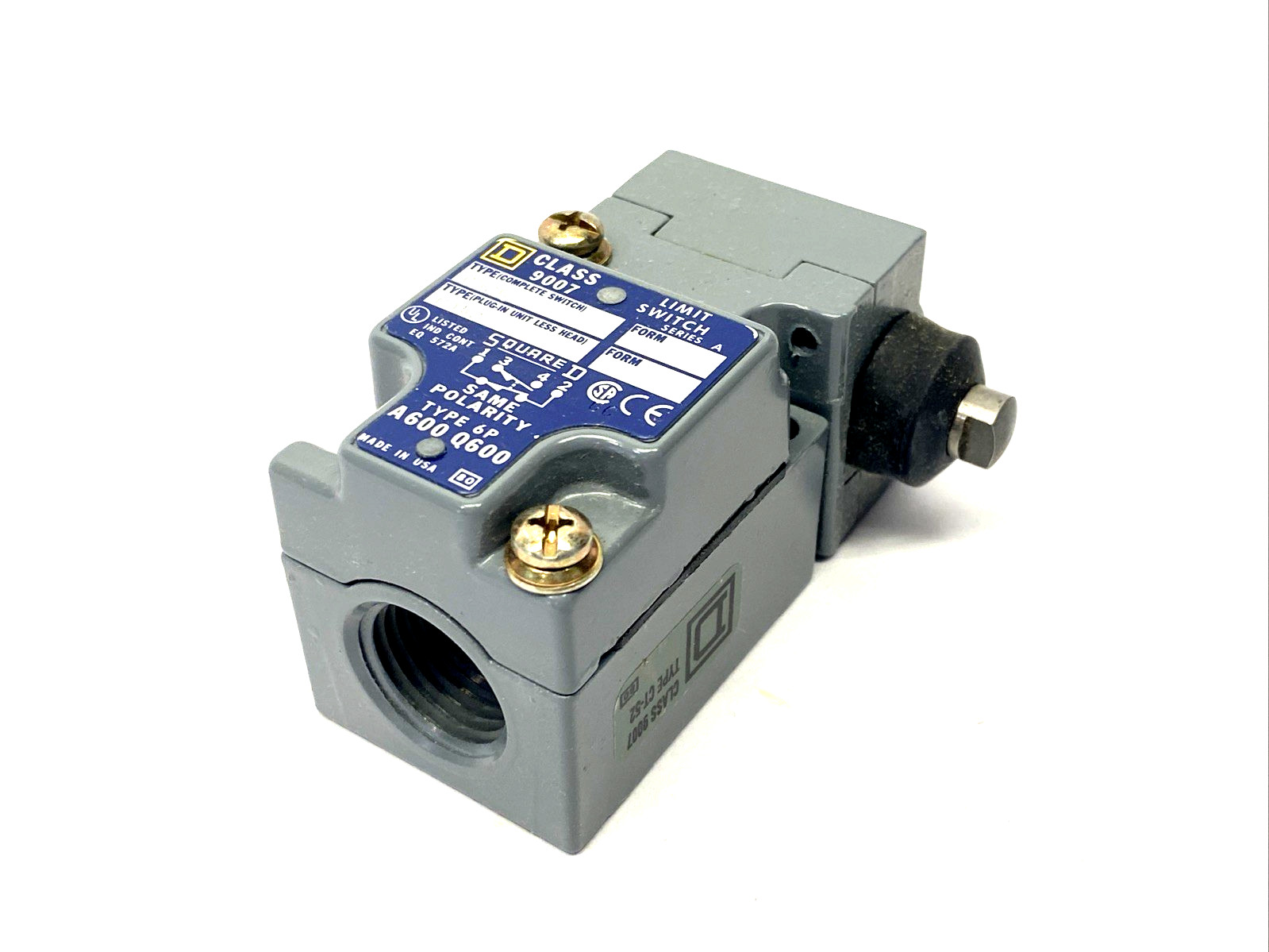 9007 C52G | Square D Type 6P A600 Q600 Snap Action Limit Switch 600V 10A - New - Maverick Industrial Sales