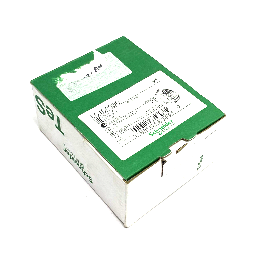LC1D09BD | Schneider Electric IEC Contactor TeSys Deca Nonreversing 9A 5HP at 480V - New – Open box - Maverick Industrial Sales