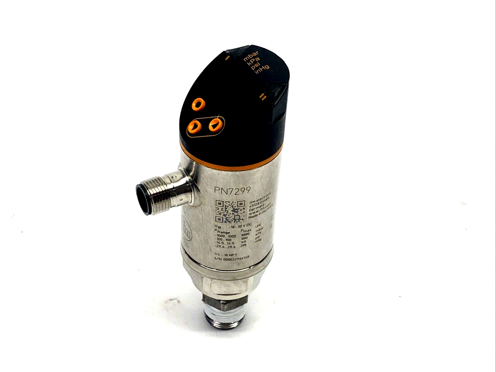 ifm PN7299 Digital Pressure Sensor w/ Display PN-1-1BREN14-QFRKG/US/ /V - Maverick Industrial Sales