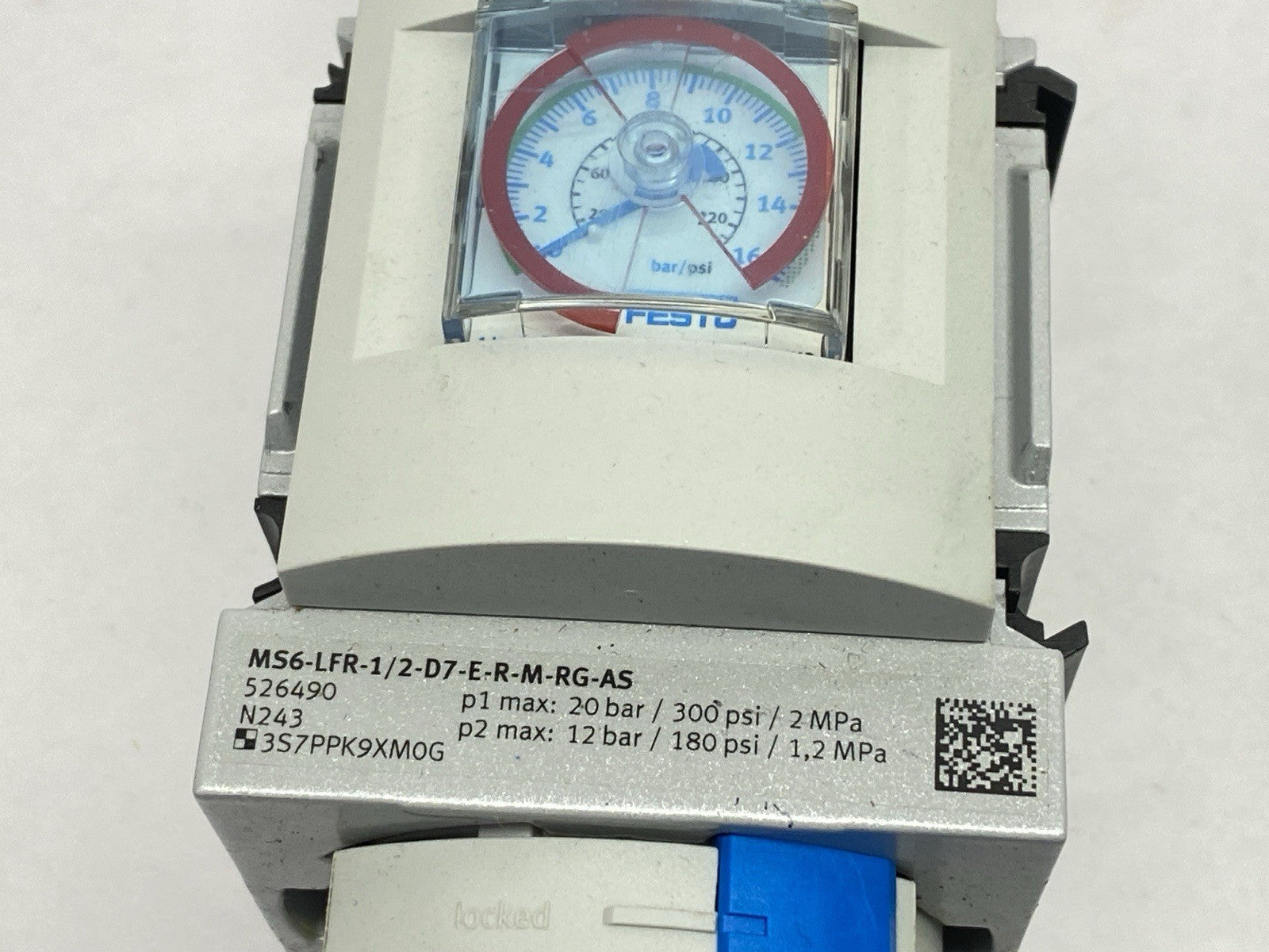 MS6-LFR-1/2-D7-E-R-M-RG-AS | Festo Filter Regulator G1/2 0.5–12bar Auto Drain - Used - Maverick Industrial Sales