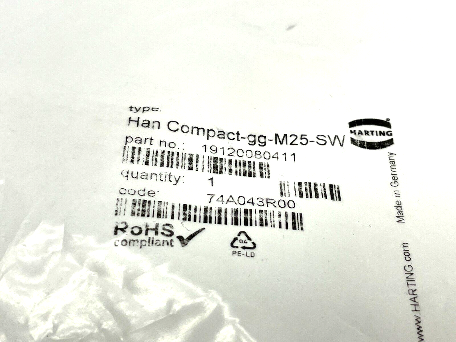 Harting Han-Compact-HTE-M25-black Compact Hood 19 12 008 0411 - Maverick Industrial Sales