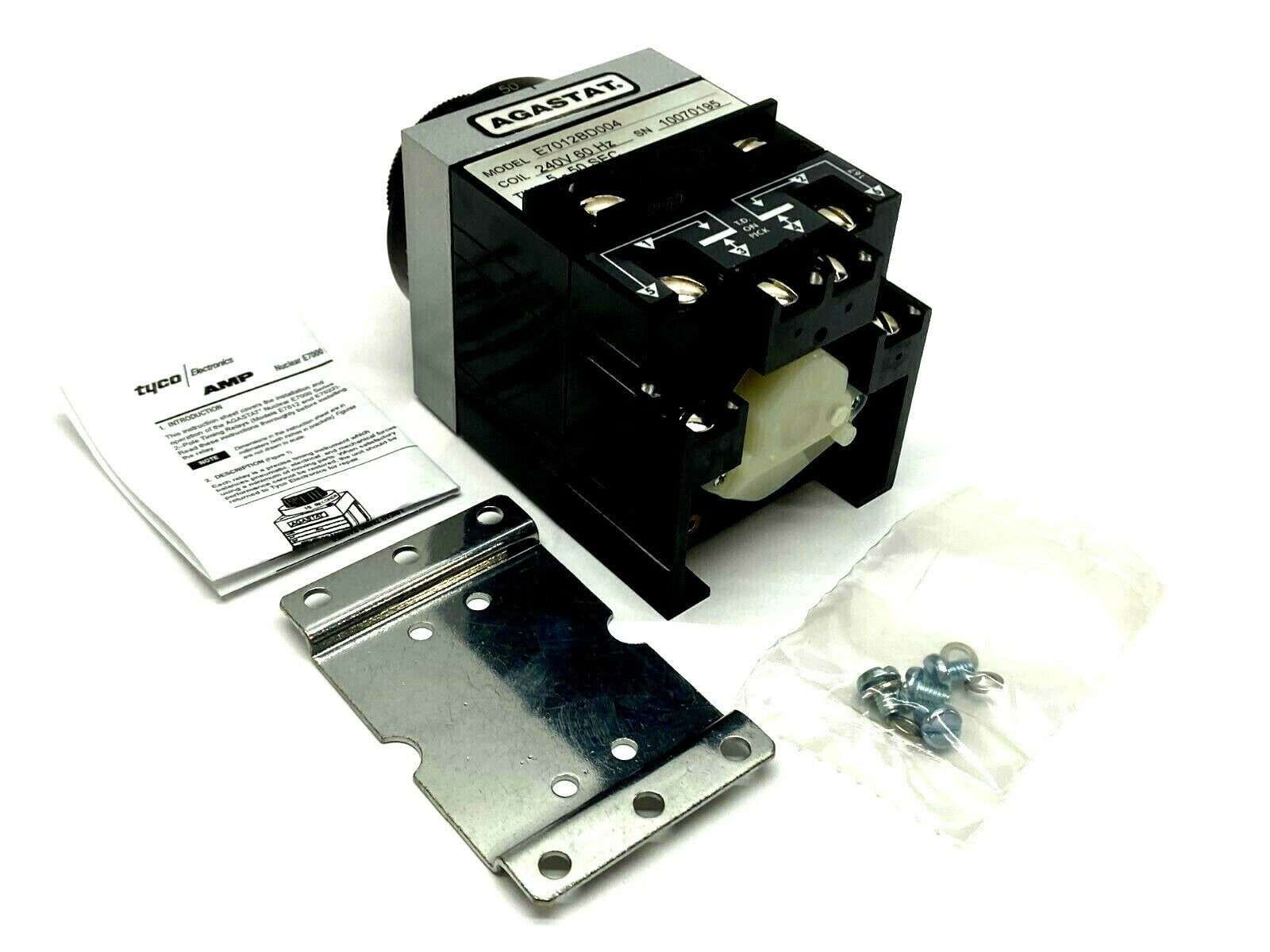 E7012BD004 / 3-1423168-0 | Tyco Agastat E7012BD004 3-1423168-0 Timing Relay 240V DC Coil 5-50 Sec. - New - Maverick Industrial Sales