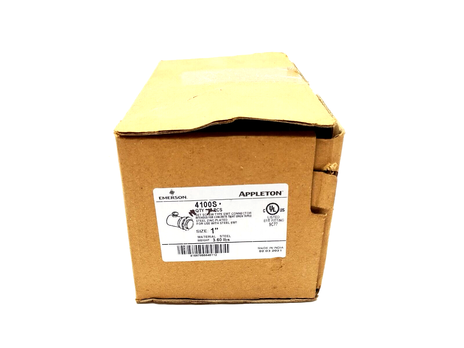 Appleton 4100S 1" EMT Set Screw Connector BOX OF 11 - Maverick Industrial Sales