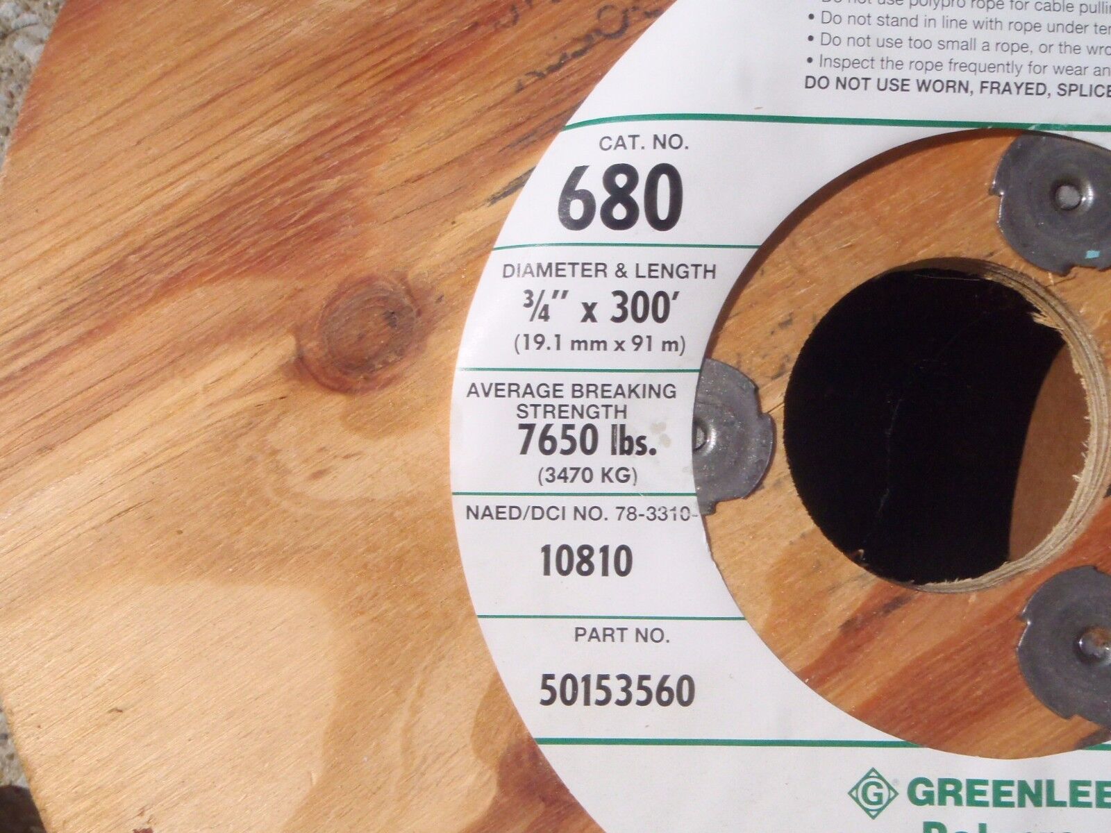 GREENLEE 680 50153560 ROPE 3/4" Inch X 300' POLYPROPYLENE - Maverick Industrial Sales