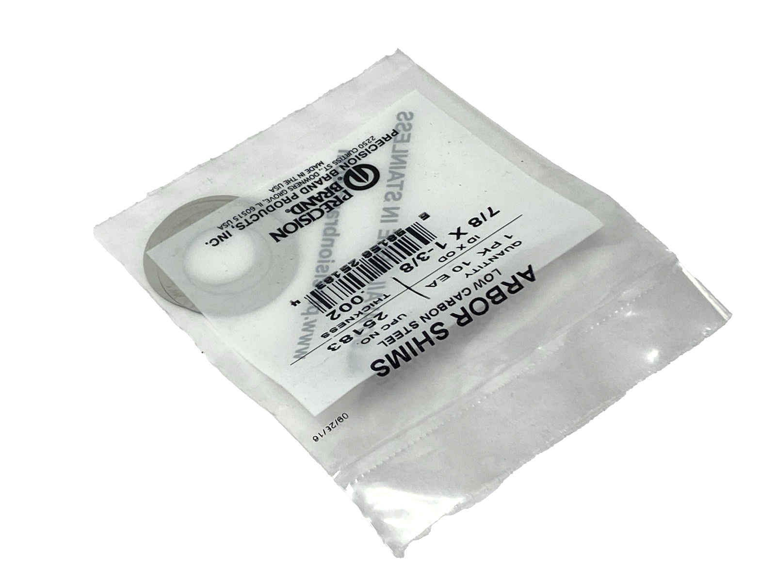 Precision Brand 25183 Arbor Shims 7/8" ID x 1-3/8" OD .002 Thickness LOT OF 10 - Maverick Industrial Sales