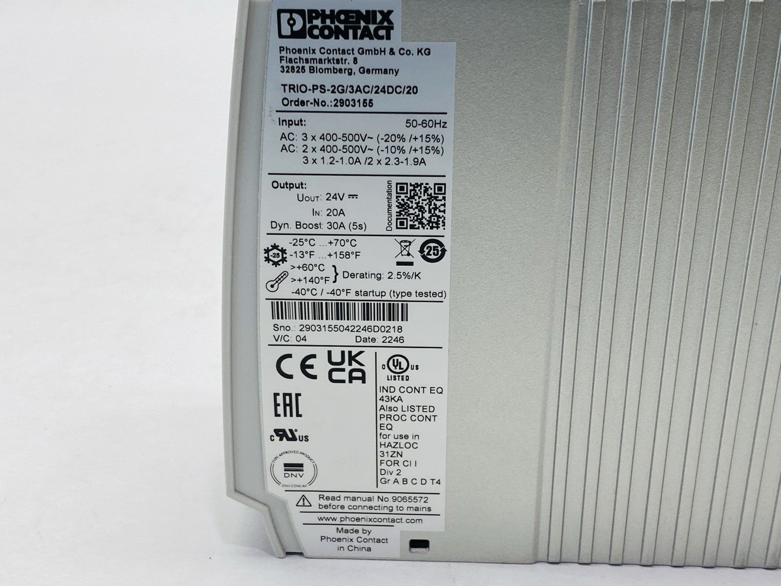 Phoenix Contact TRIO-PS-2G/3AC/24DC/20 Power Supply 20A 24VDC 2903155 - Maverick Industrial Sales