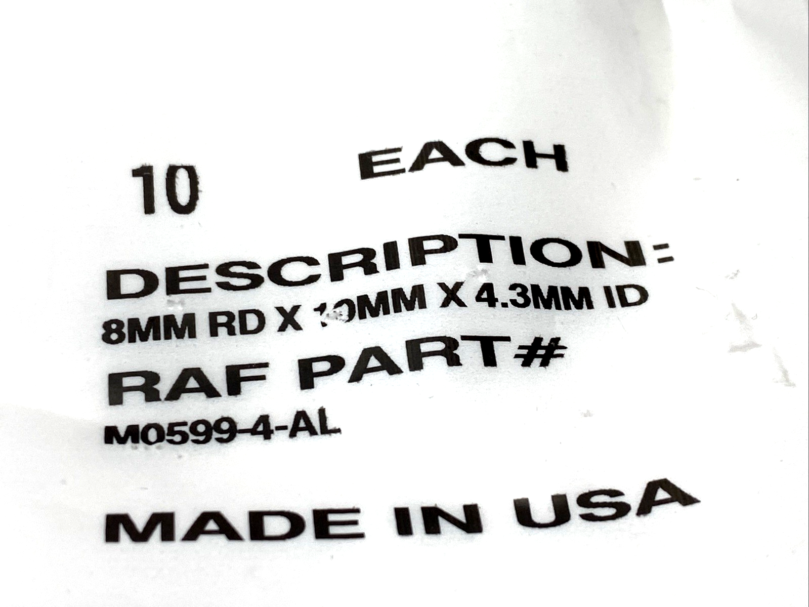M0599-4-AL | RAF Round Aluminum Spacer 8mm RD x 10mm Long, 4.3mm ID LOT OF 20 - New - Maverick Industrial Sales