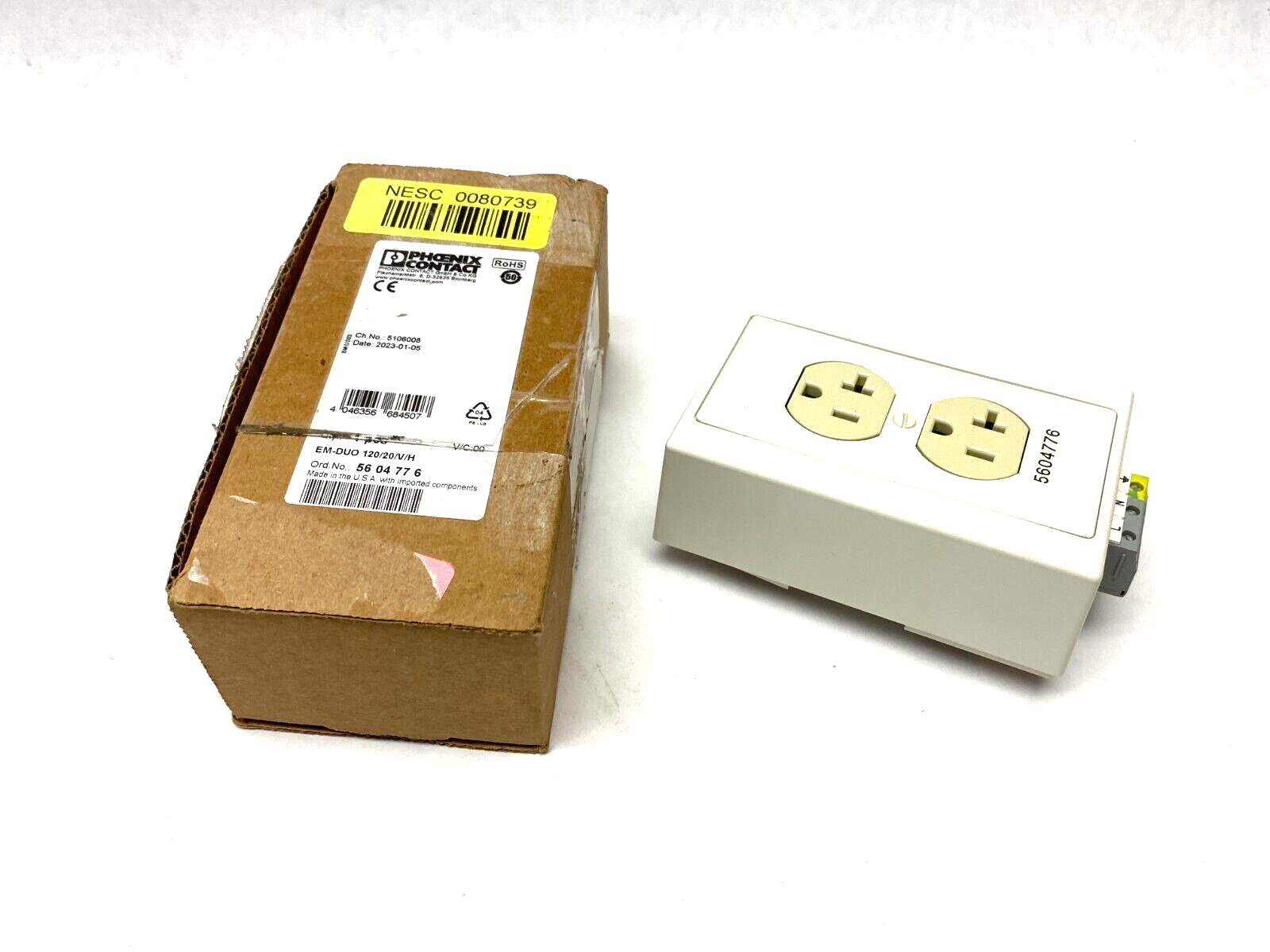 Phoenix Contact EM-DUO 120/20/V/H Dual-Outlet Receptacle Ivory 5604776 - Maverick Industrial Sales