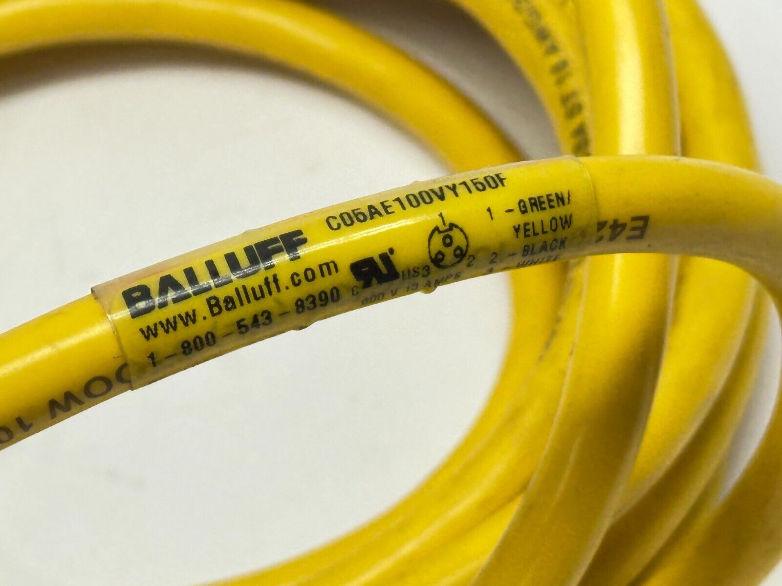 Balluff C05AE100VY150F Cordset Female 3-Pin To Flying Leads 1300090118 - Maverick Industrial Sales