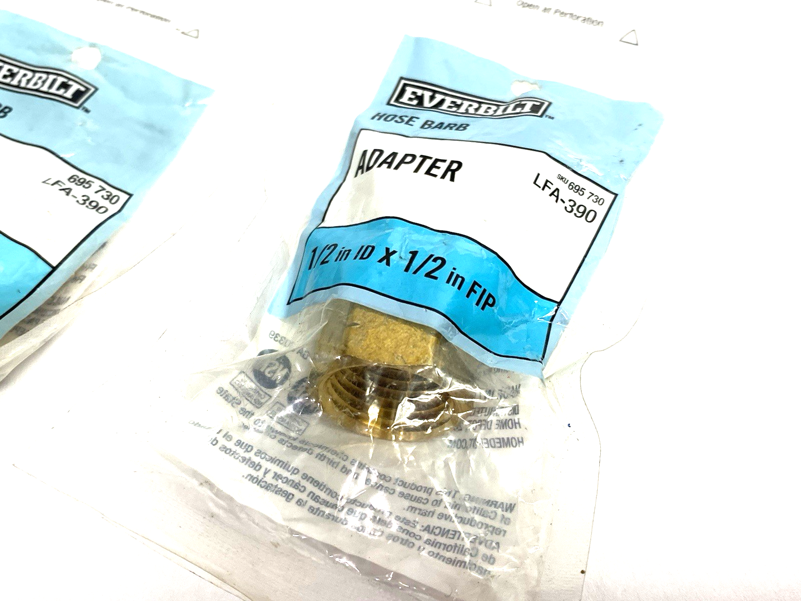 LFA-390 | Everbilt Brass Hose Barb Fitting 1/2" ID x 1/2" FIP 695 730 LOT OF 2 - New - Maverick Industrial Sales