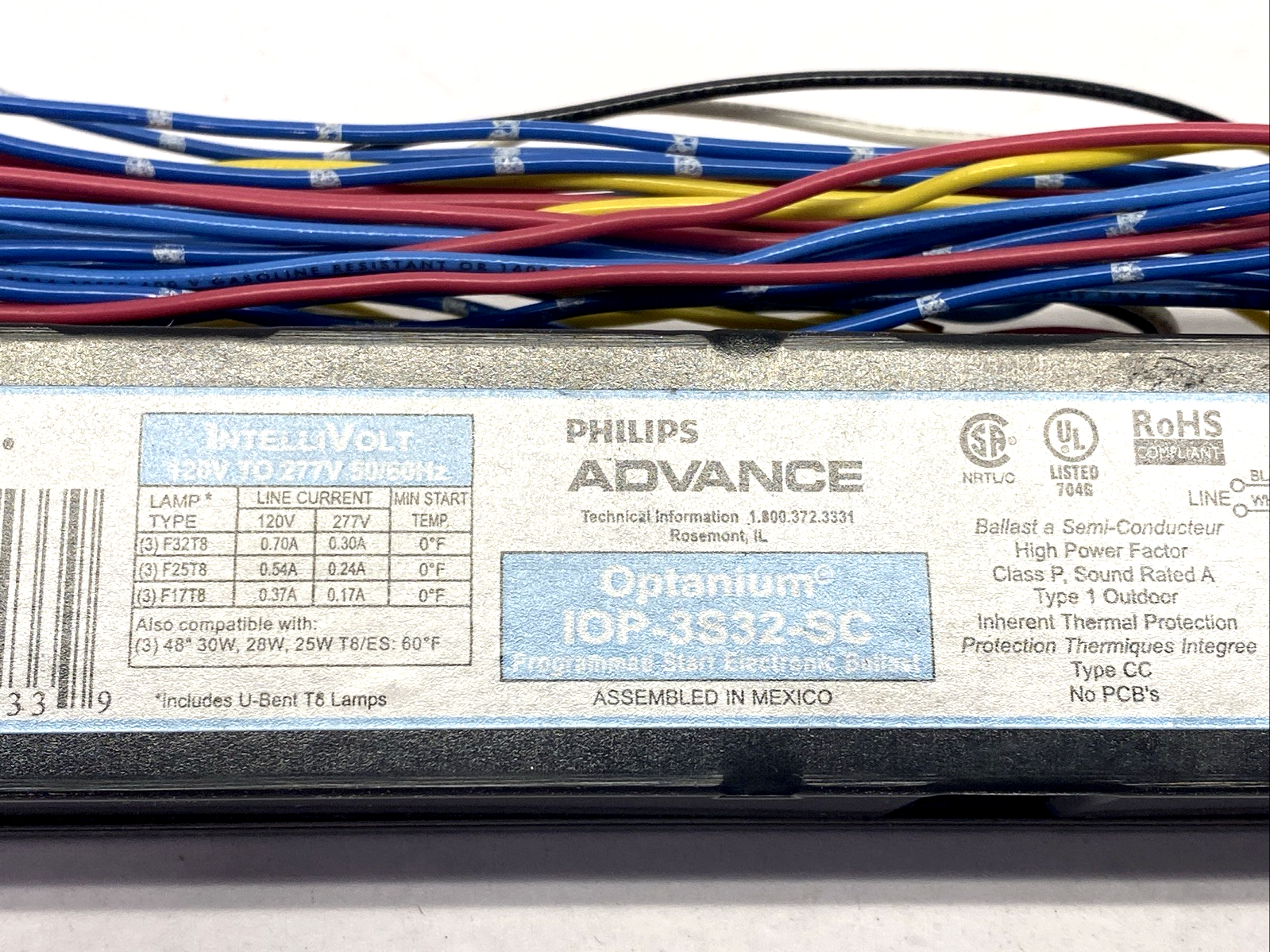 IOP-3S32-SC | Philips ADVANCE Programmed Start Electronic Light Ballast 120V-277V - New – Open box - Maverick Industrial Sales