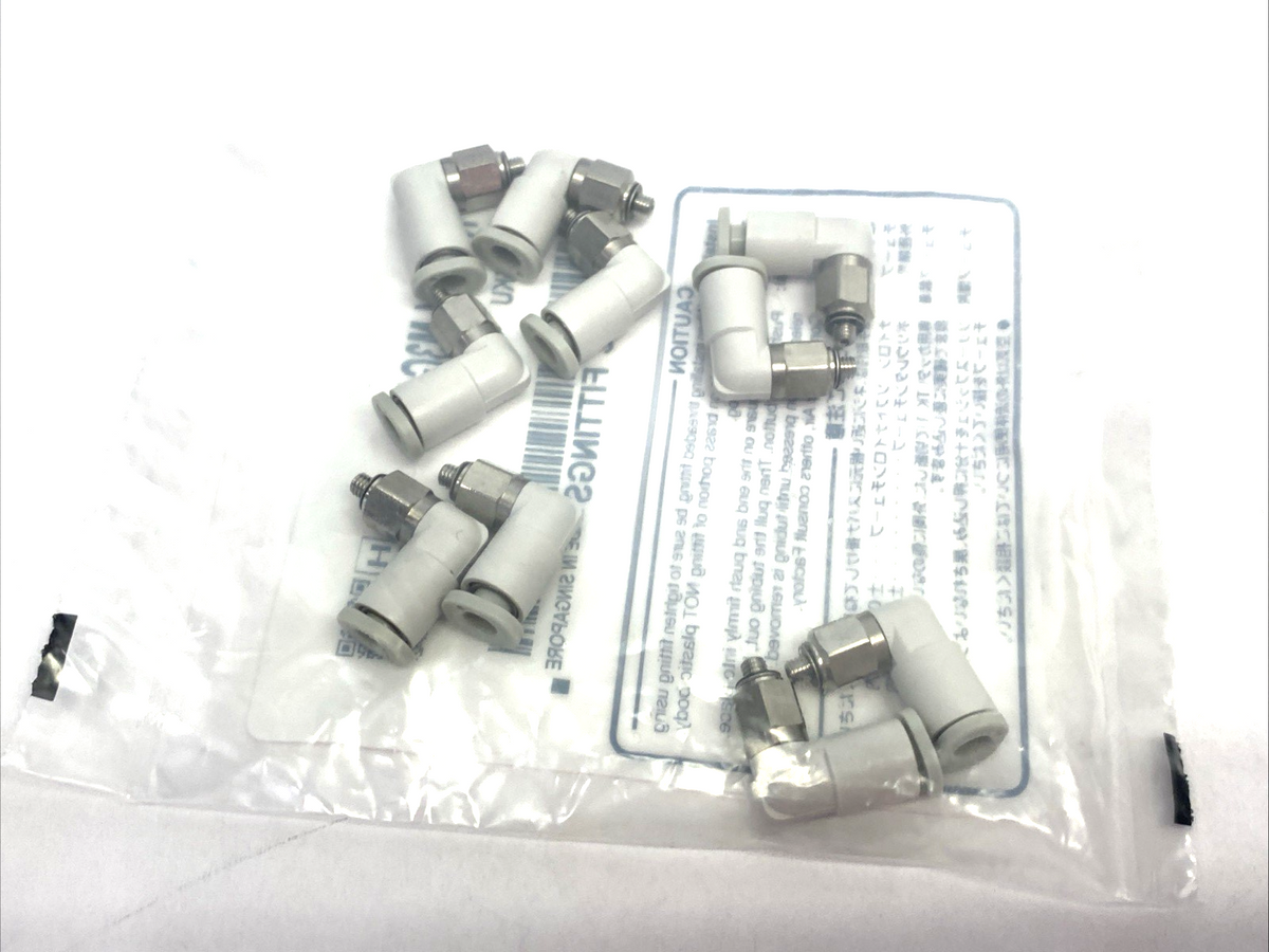 KQ2L04-M3G1 | SMC Pneumatic One-Touch Male Elbow Fitting, 4mm Tube OD, 10-PACK - New - Maverick Industrial Sales