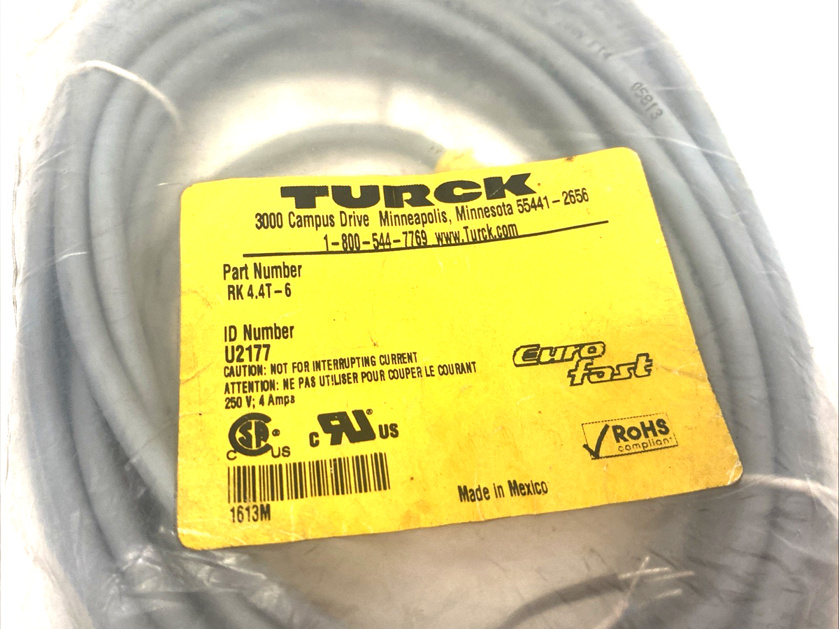 Turck U2177 Eurofast Single Ended Connection Cordset RK 4.4T-6 - Maverick Industrial Sales