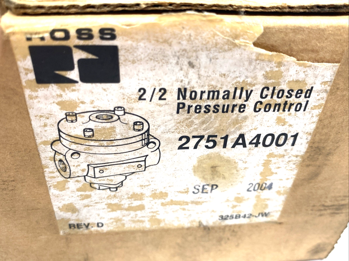 ROSS 2751A4001 Directional Control Inline Poppet Valve 2/2 Single Pilot 1/2" NPT - Maverick Industrial Sales