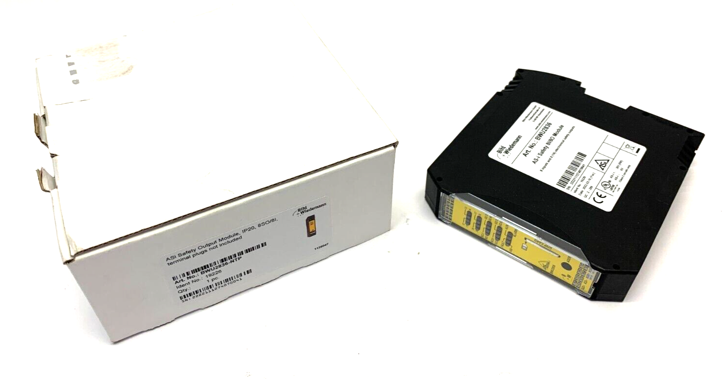 Bihl+Wiedemann BWU2836-NTP ASi Safety Output Module IP20 8SO/8I 19226 - Maverick Industrial Sales