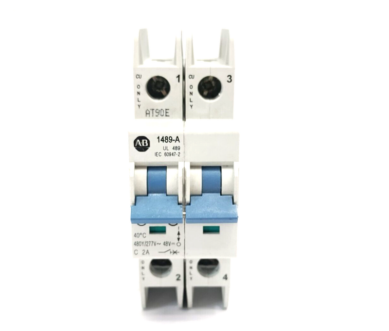 Allen Bradley 1489-A2C020 Ser. A Miniature Circuit Breaker 2-Pole 2A 480Y/277VAC - Maverick Industrial Sales