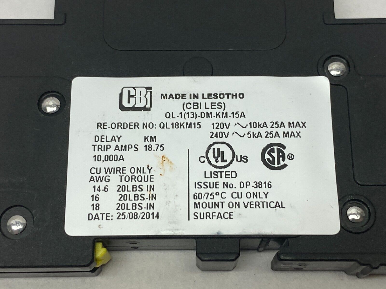 CBI QL18KM15 Circuit Breaker 1-Pole 15A QL-1(13)-DM-KM-15A - Maverick Industrial Sales