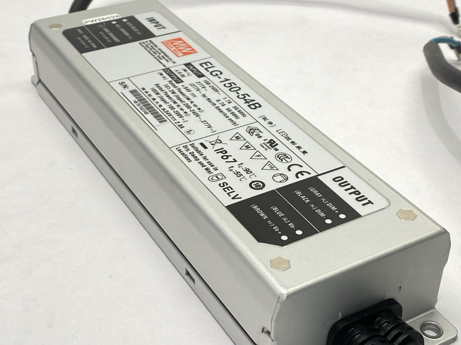 Mean Well ELG-150-54B Waterproof Power Supply 2.4A 12-54VDC - Maverick Industrial Sales