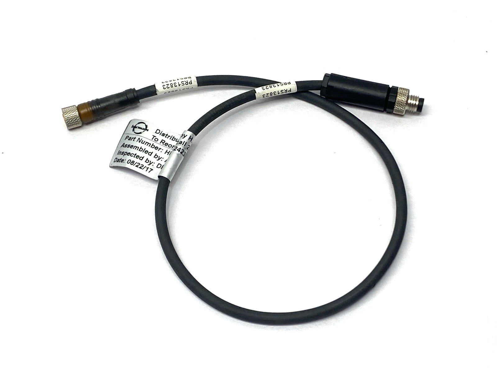 Lumberg Automation RKMV 4-225/2M Double-Ended M/F Cordset 700000404 CUT TO 17" - Maverick Industrial Sales