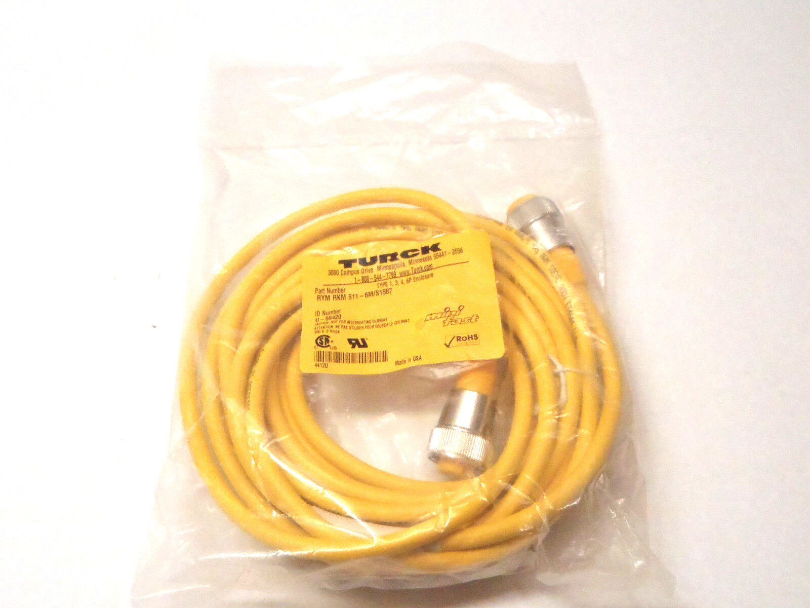 Turck RYM RKM 511-6M/S1587 Mini-Fast Straight Connector U-59420 - Maverick Industrial Sales
