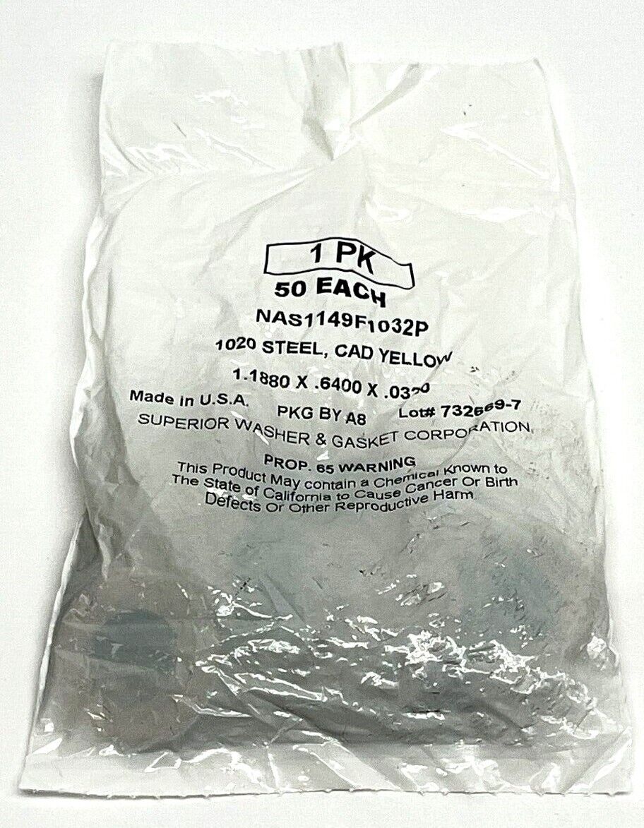 NAS1149F1032P Cadmium-Plated Steel MIL Spec Washer 5/8" 1149-F1032P LOT OF 50 - Maverick Industrial Sales