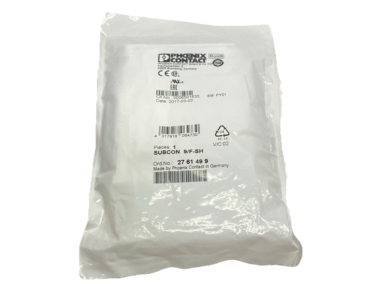 SUBCON 9/F-SH | Phoenix Contact D-Sub Bus Connector 9-Pin 2761499 - New - Maverick Industrial Sales