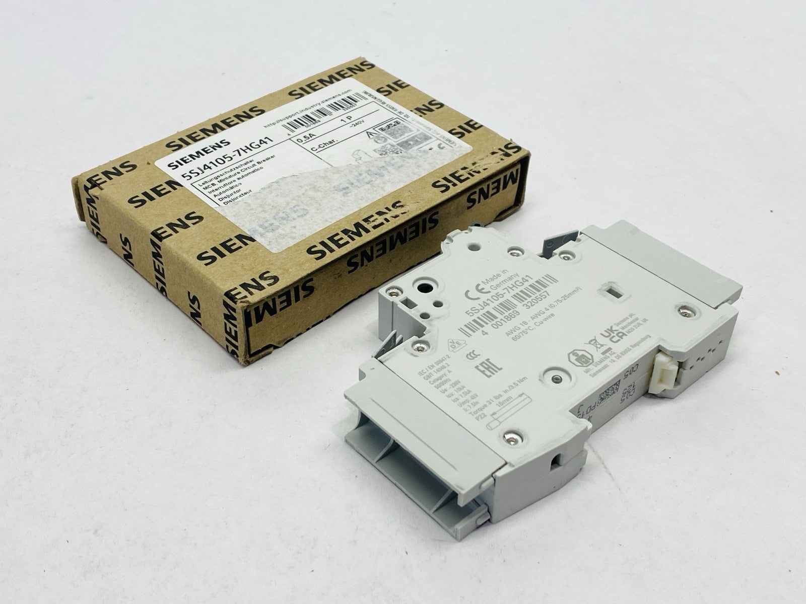 Siemens 5SJ4105-7HG41 Miniature Circuit Breaker 1-Pole 0.5A 240V - Open Box - Maverick Industrial Sales