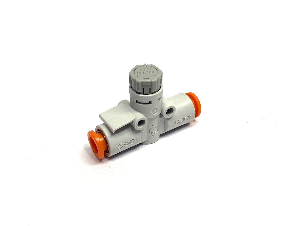 AS2002F-07 | SMC Inline Speed Control Pneumatic Fitting, 1/4" Tube O.D. LOT OF 3 - Used - Maverick Industrial Sales