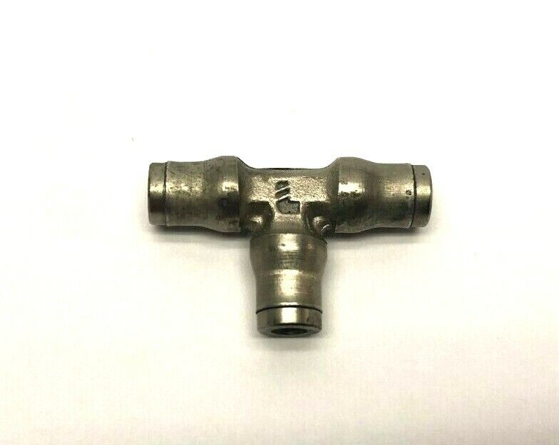 Legris 3604 04 00 Push to Connect Nickel Plated Brass Tee Fitting, 5/32 Tube 4mm - Maverick Industrial Sales