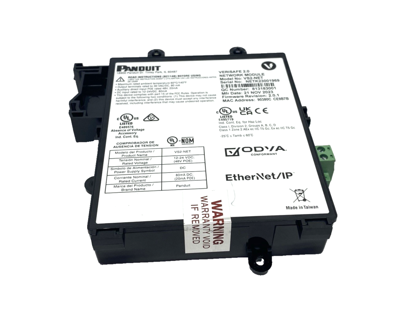 VS2-NET | Panduit VeriSafe 2.0 Network Module, Compatible w/AVT - New – Open box - Maverick Industrial Sales