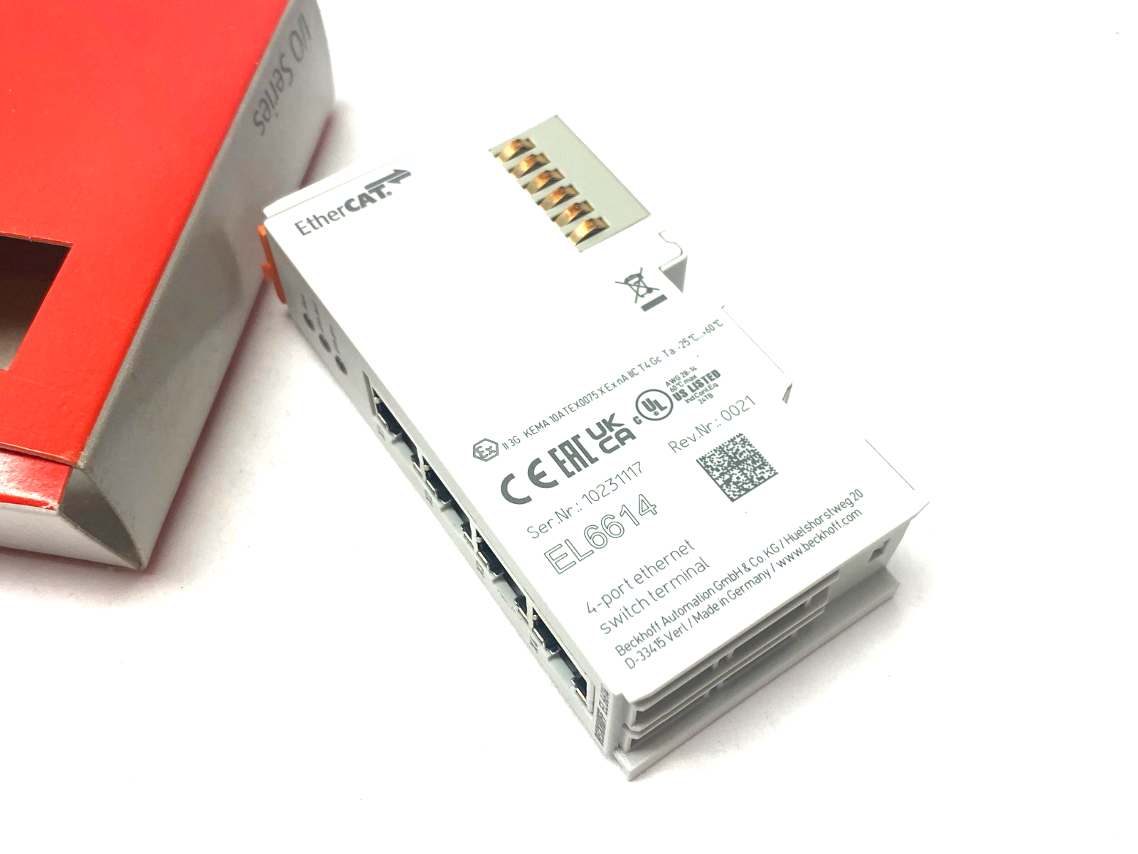 Beckhoff EL6614 EtherCAT 4-Port Communication Interface Ethernet Switch Port - Maverick Industrial Sales