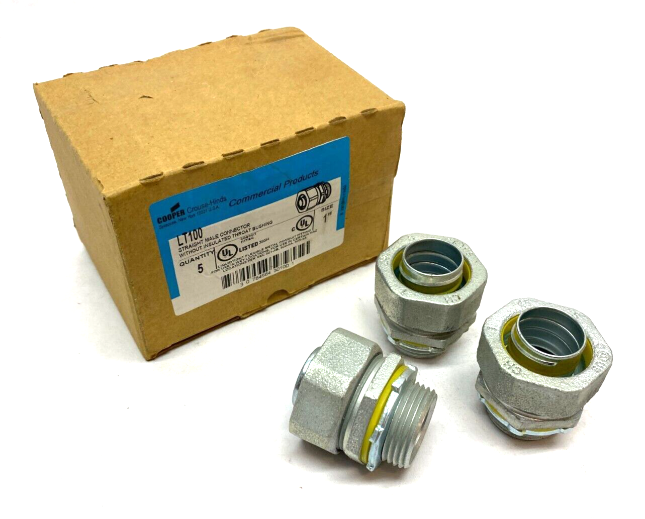 Cooper Crouse Hinds LT100 Straight Male Connector w/o Throat Bushing BOX OF 3 - Maverick Industrial Sales