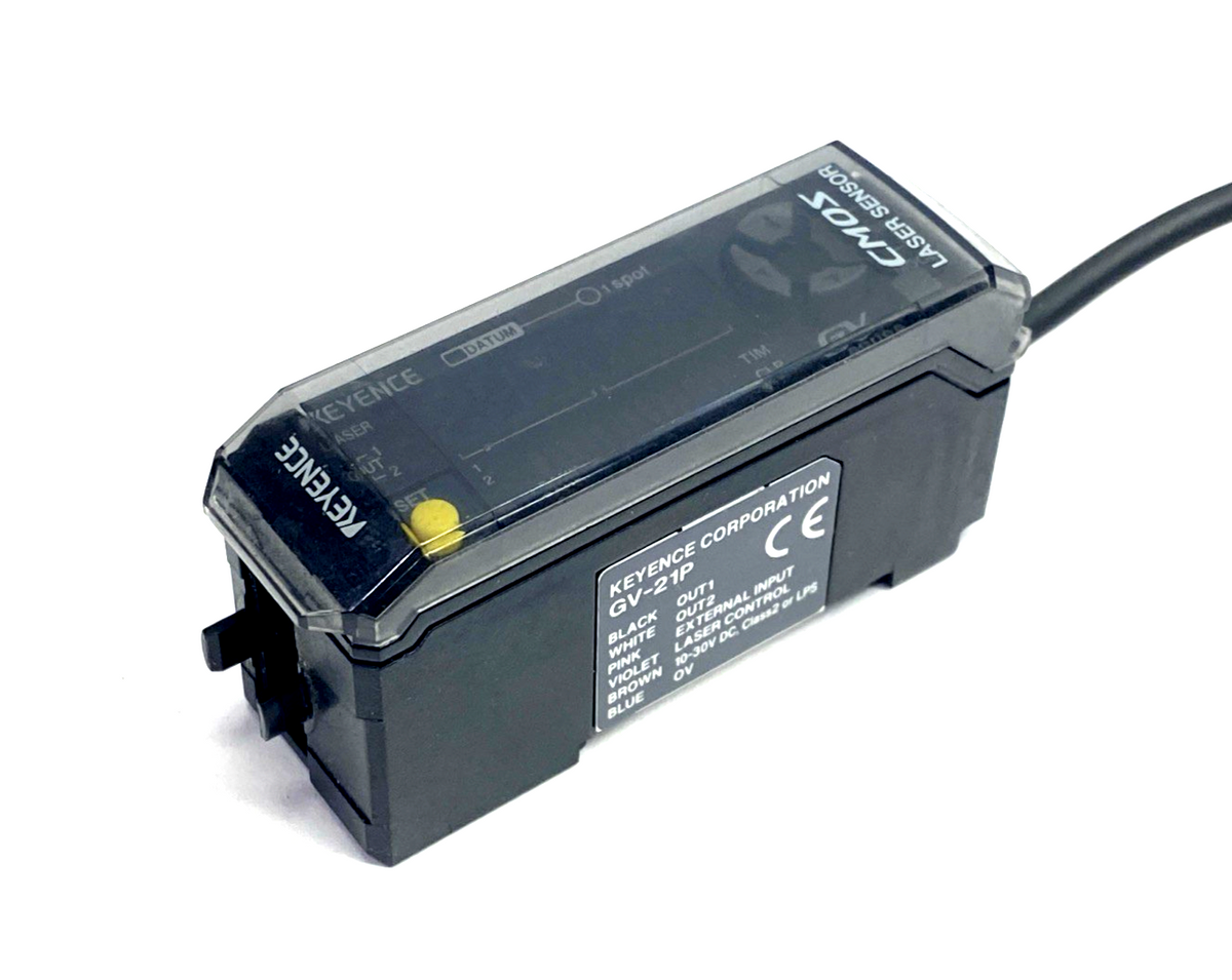 GV-21P | Keyence Digital CMOS Laser Sensor Amplifier Main Unit, PNP, M12 4-Pin 1ft - Used - Maverick Industrial Sales