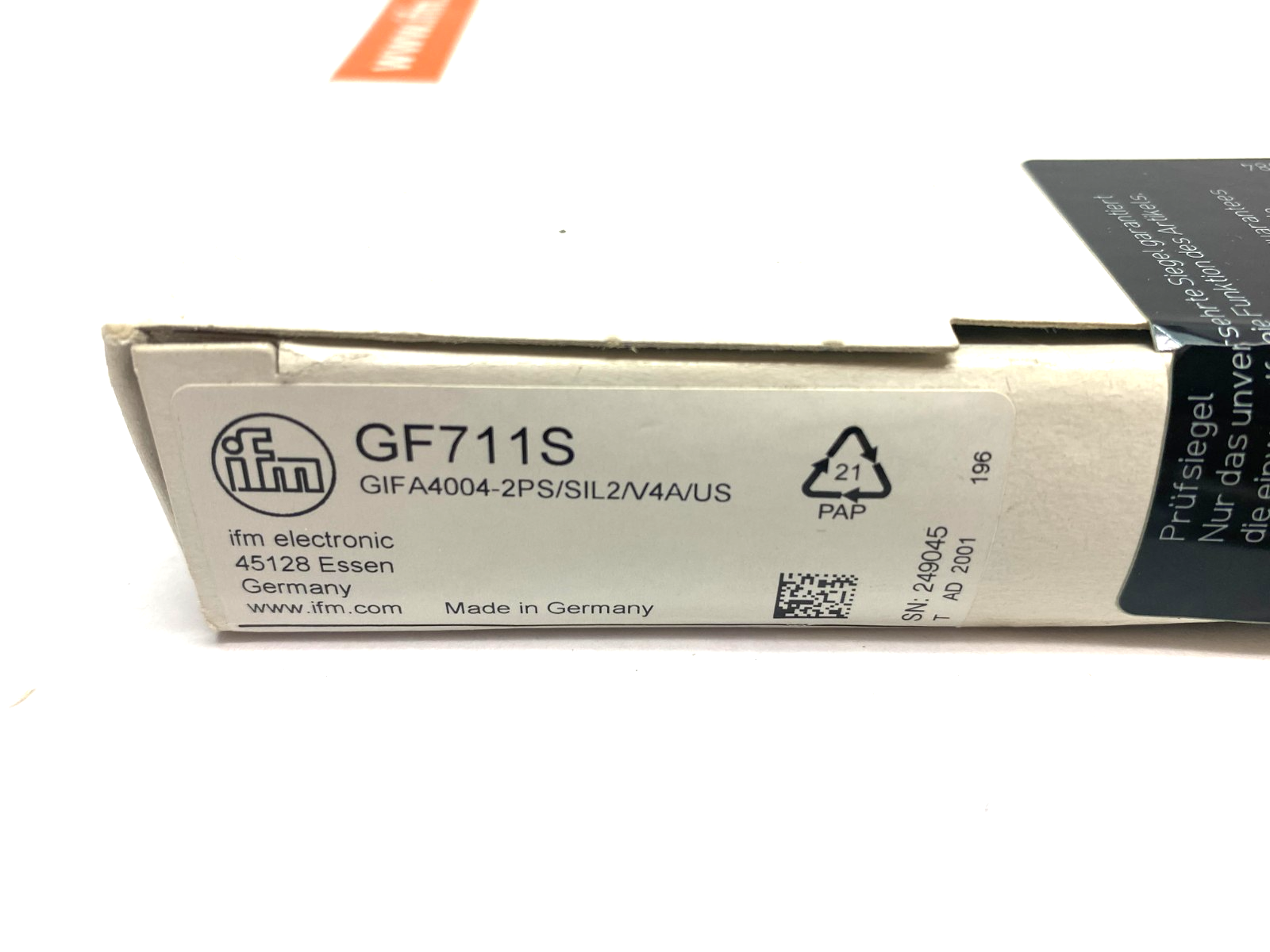 Ifm GF711S Fail-Safe Inductive Proximity Sensor GIFA4004-2PS/SIL2/V4A/US - Maverick Industrial Sales