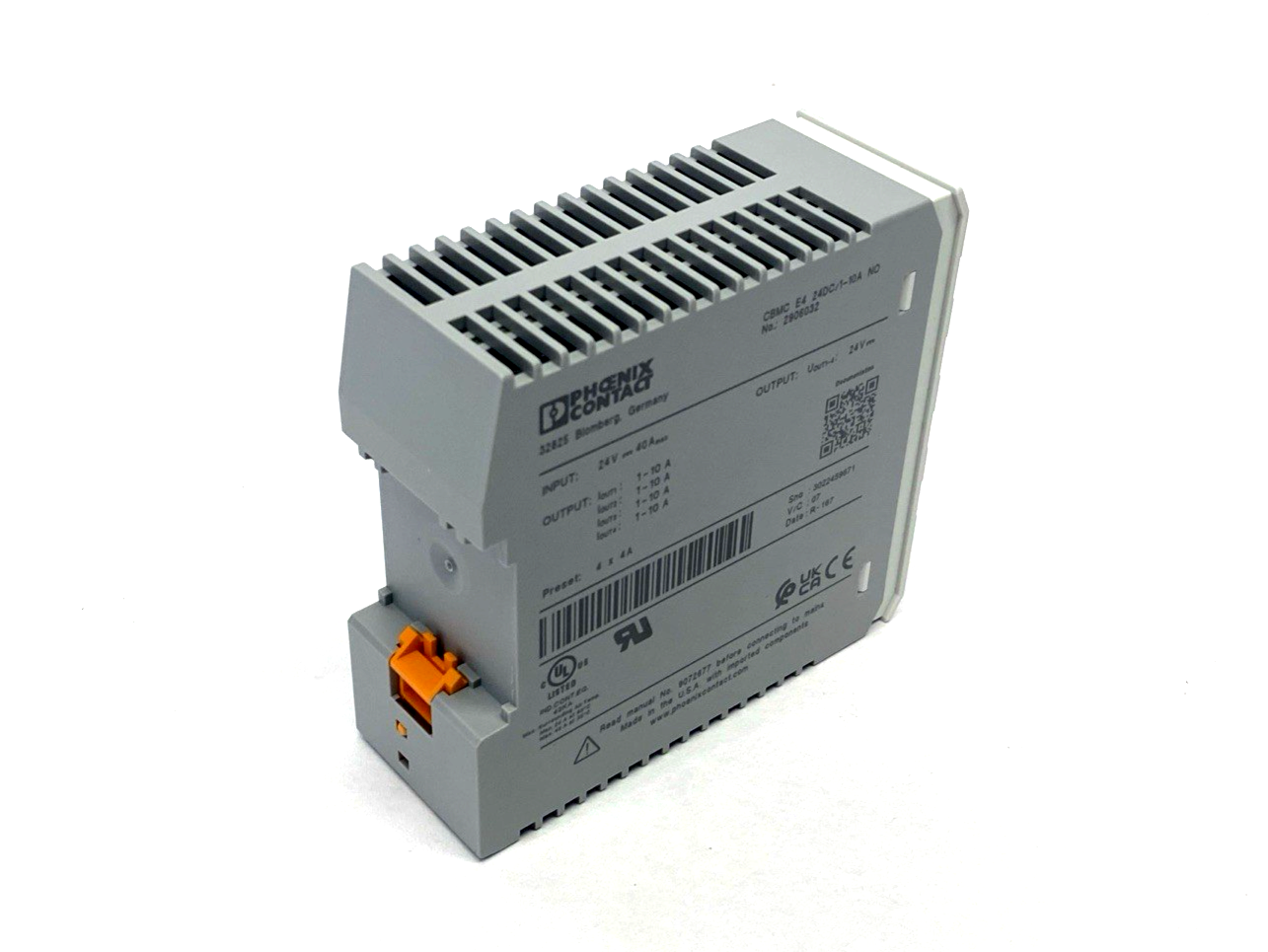 CBMC E4 24DC/1-10A NO,2906032 | Phoenix Contact CBMC E4 24DC/1-10A NO Electronic Circuit Breaker 2906032 - New – Open box - Maverick Industrial Sales