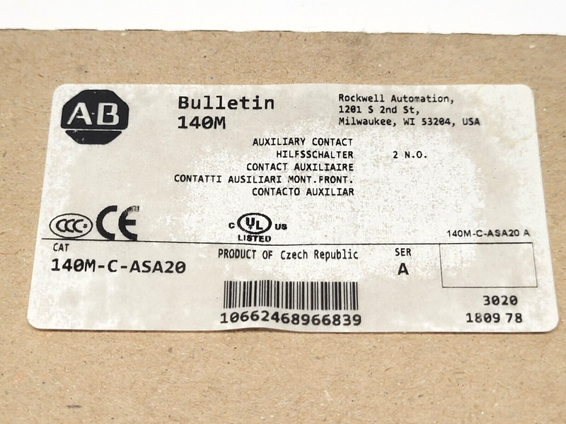 Allen Bradley 140M-C-ASA20 Ser. A Auxiliary Contact - Maverick Industrial Sales