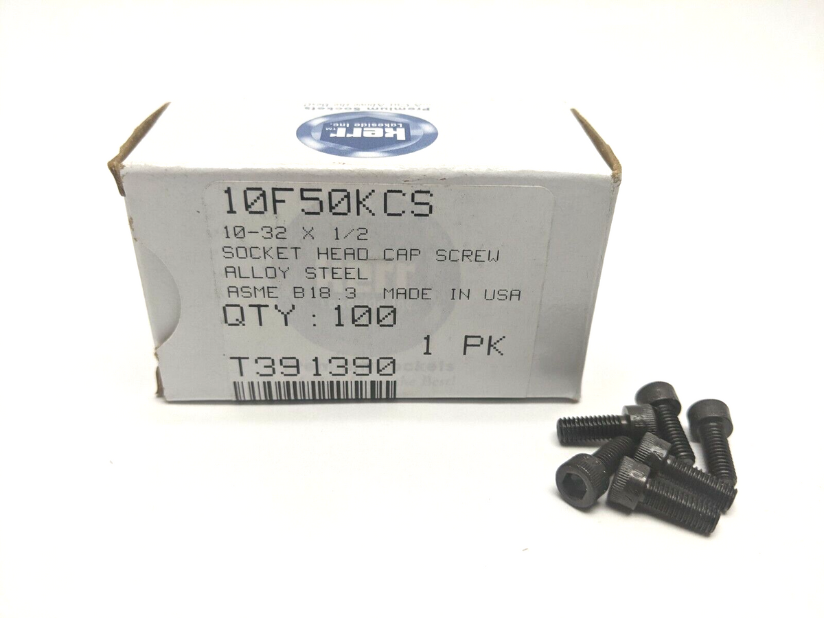 10F50KCS | Kerr Lakeside Socket Head Cap Screw 10-32x1/2" Black Oxide LOT OF 100 - New - Maverick Industrial Sales