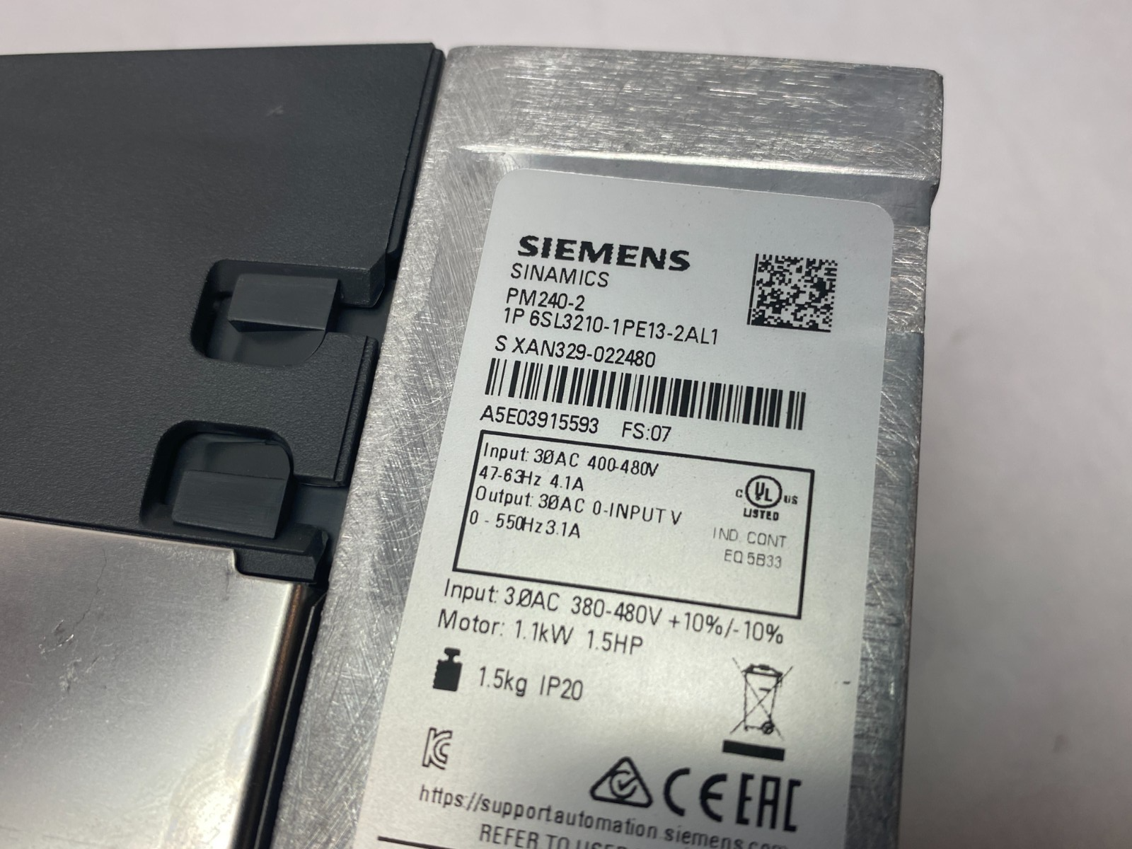 Siemens 6SL3210-1PE13-2AL1 SINAMICS Power Module 3-AC Phase PM240-2 - Used - Maverick Industrial Sales