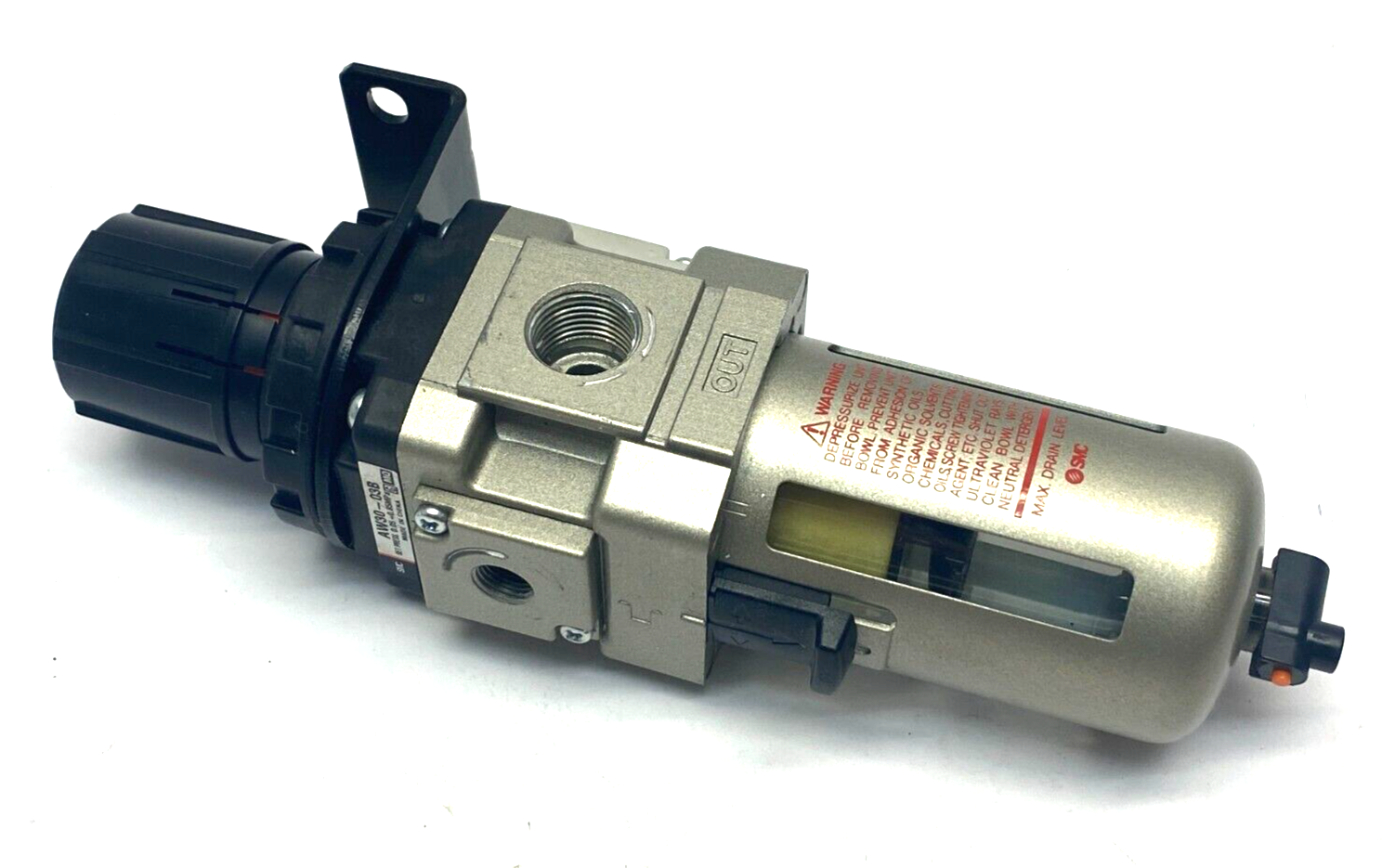 SMC AW30-03B Modular Filter Regulator 0.5~0.85MPa Set Press w/ Mounting Bracket - Maverick Industrial Sales