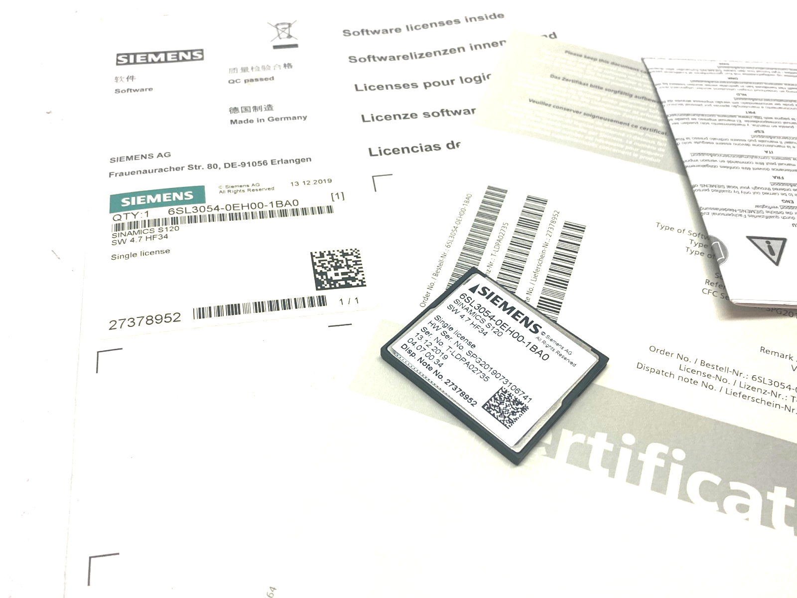 Siemens 6SL3054-0EH00-1BA0 SINAMICS S120 CompactFlash Card SW 4.7 HF34 - Maverick Industrial Sales
