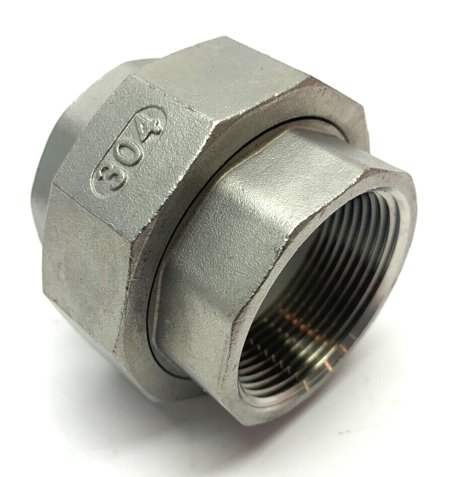 1 1/2"-150 Hex Union Coupling Pipe Fitting Female Thread 304 - Maverick Industrial Sales