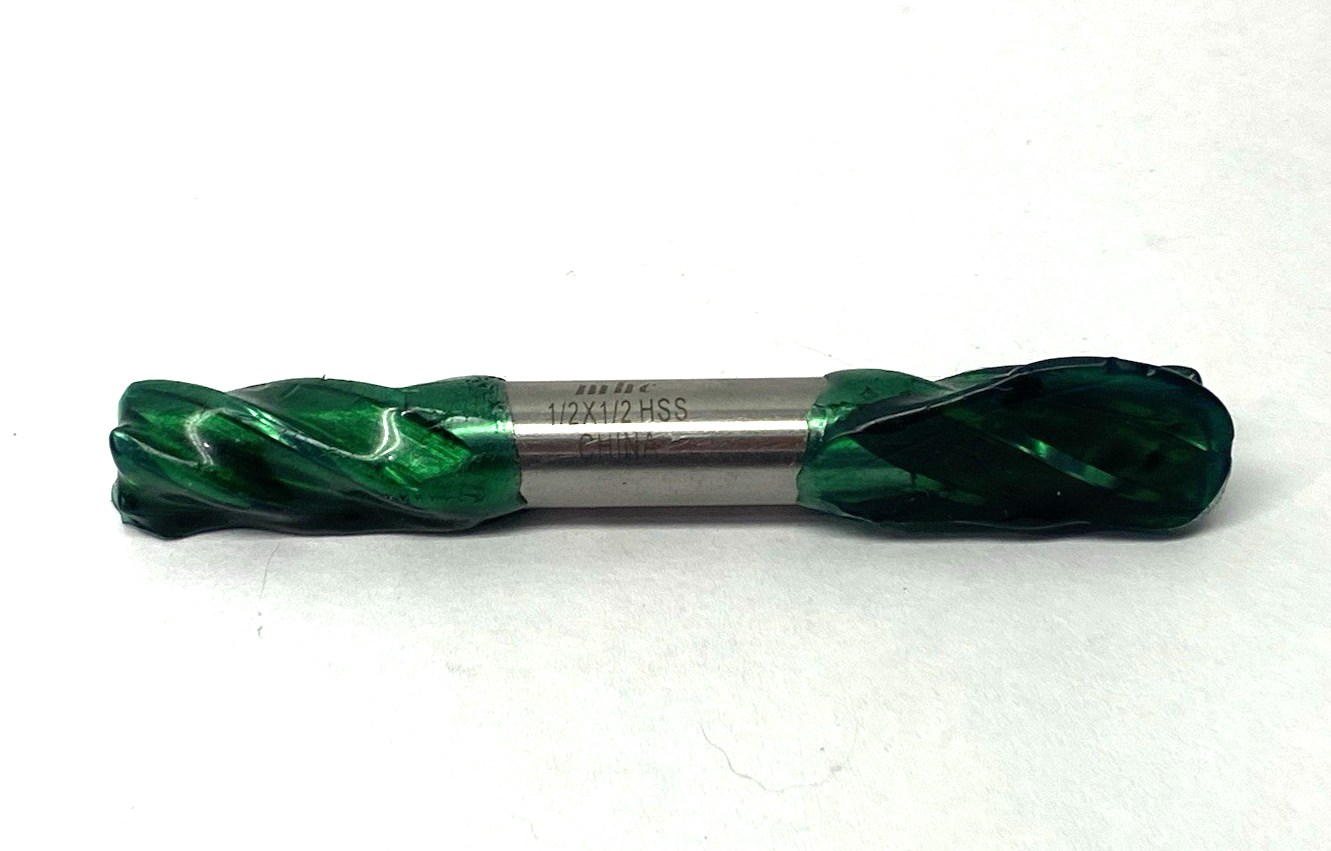 mhc 1/2" X 1/2" HSS 4-Flute End Mill, Double Ended, Centercut - Maverick Industrial Sales