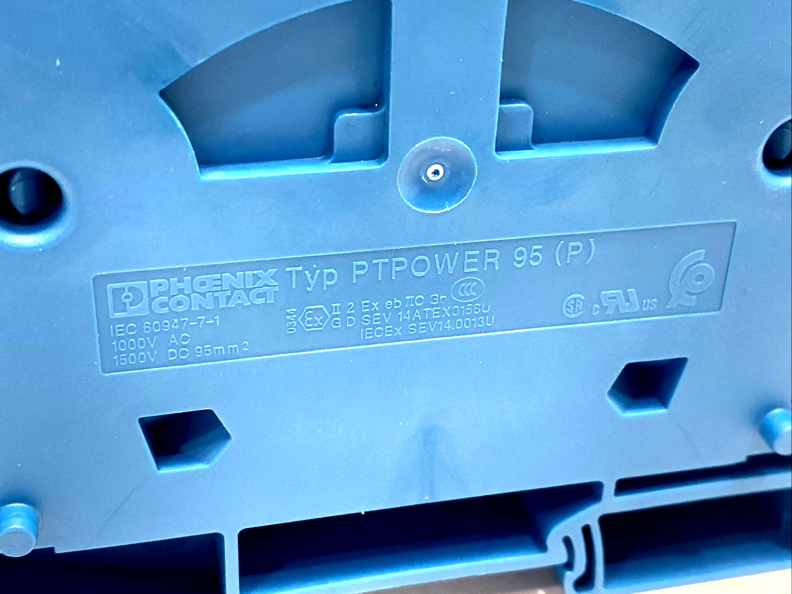 Phoenix Contact PTPOWER 95 P BU High-Current Terminal Block, Blue, 3260166 - Maverick Industrial Sales