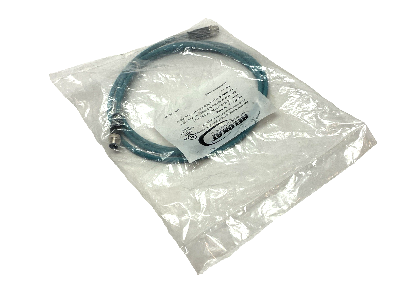 Hellukat 805702 Double-End Male M12 4-Pin Cordset 100IND SF/UTP 2x2xAWG 26/7 PUR - Maverick Industrial Sales