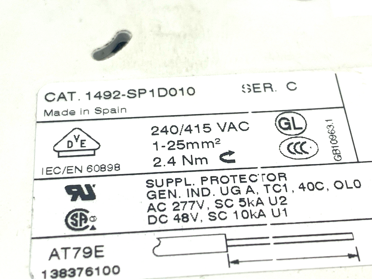 1492-SP1D010 | Allen Bradley Ser. C Miniature Circuit Breaker 1A 1-Pole - New – Open box - Maverick Industrial Sales