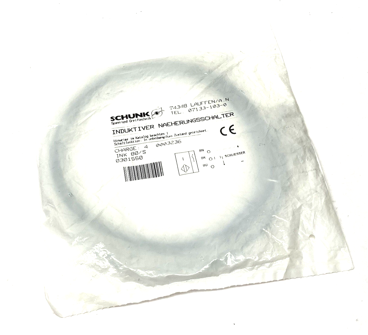 0301550 | Schunk Inductive Proximity Switch INK 80/S - New - Maverick Industrial Sales