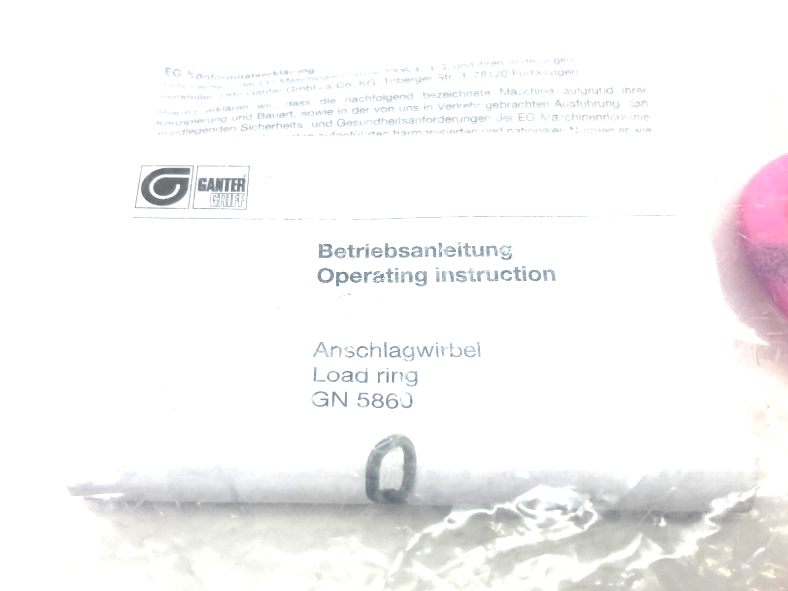 Otto Ganter BT-5860-V1-03.14 Load Ring Pink GN 5860 - Maverick Industrial Sales