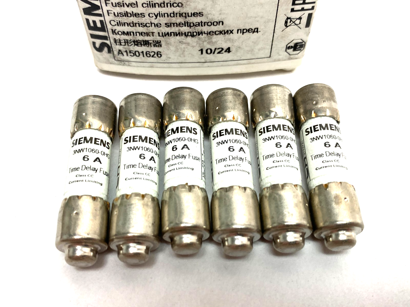 Siemens 3NW1060-0HG SENTRON Cylindrical Fuse, Slow-Blow, 6A, BOX OF 6 - Maverick Industrial Sales