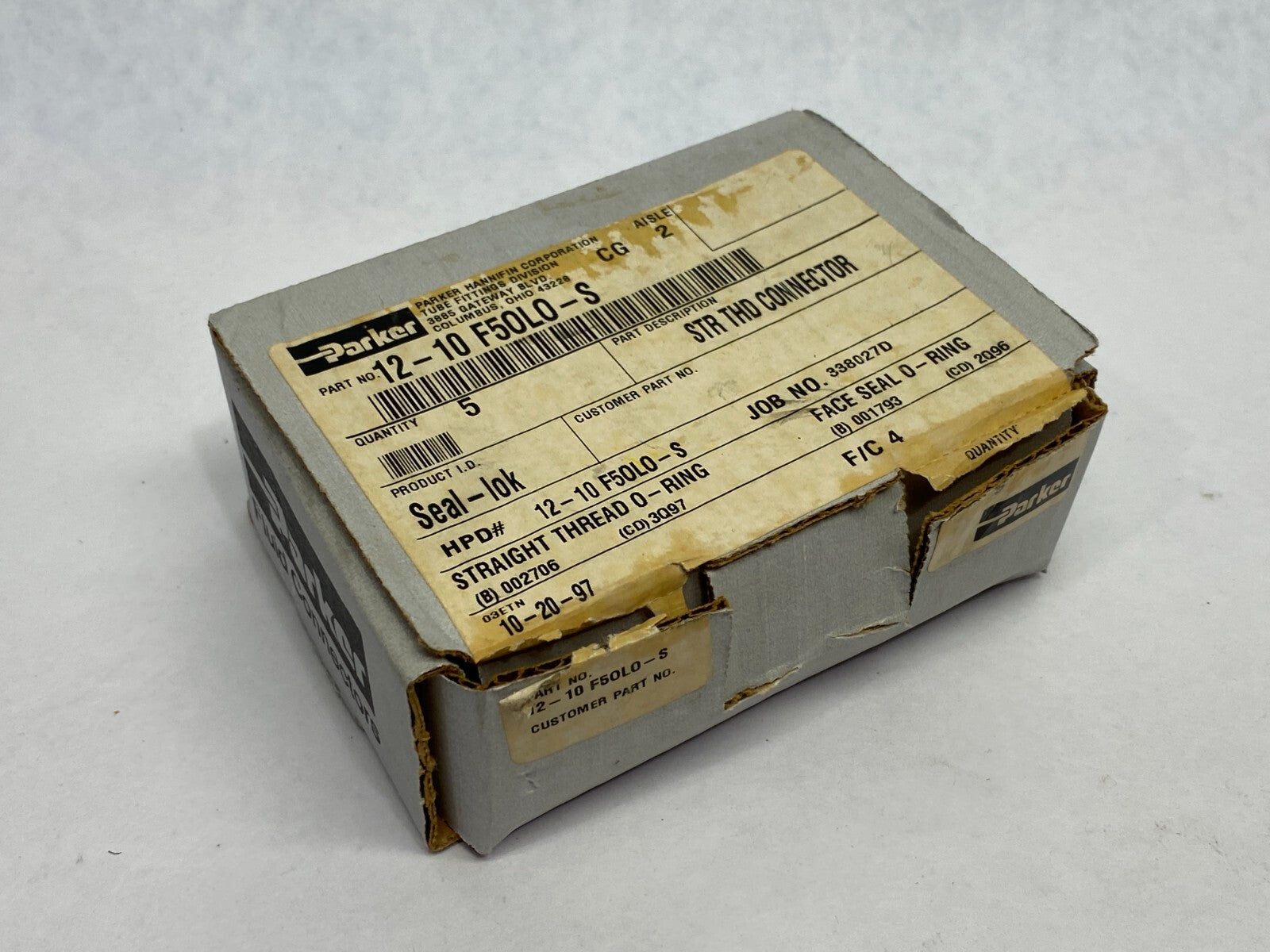 Parker 12-10 F5OLO-S Seal-Lok O-Ring Face Seal Straight Male Connector BOX OF 5 - Maverick Industrial Sales